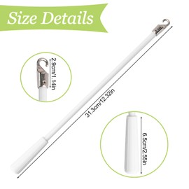 UFURMATE Blind Wand, 4Pcs 12.32 Inch White Window Blind Wands Fiberglass Vertical Blinds Pull Rods Blind Rod with Hook and Grip Blinds Replacement Part