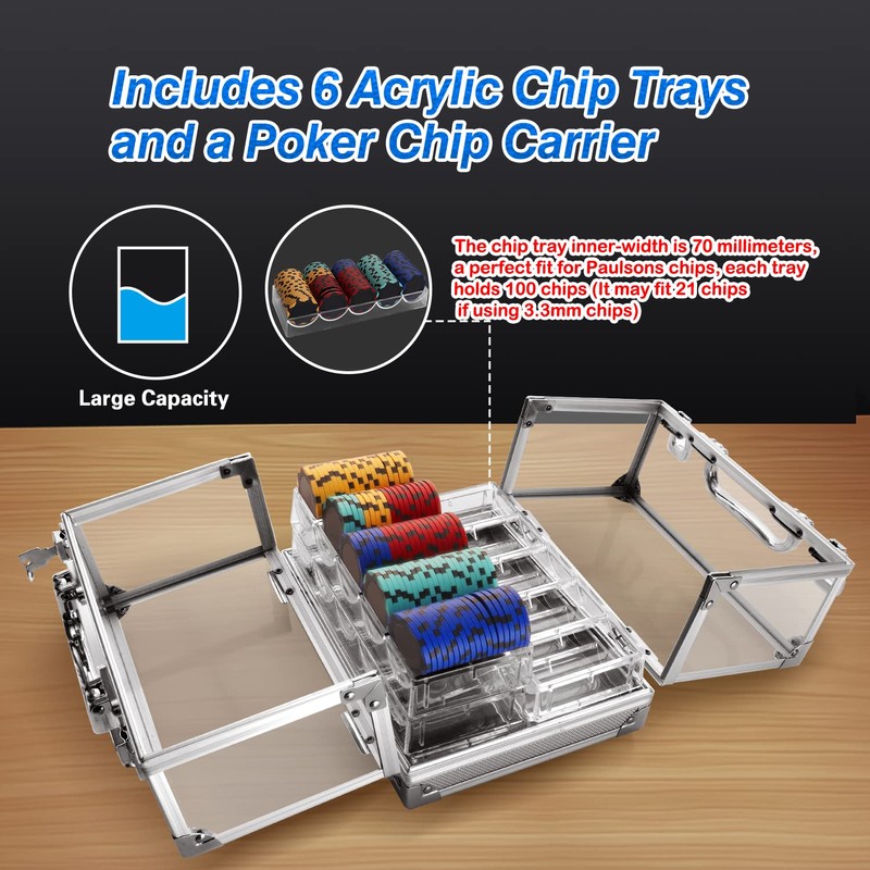 GSE 600pcs Poker Chip Cases, Casino Grade Acrylic Poker Chips