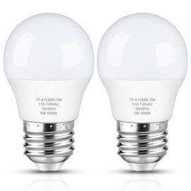 Maylaywood LED Refrigerator Light Bulb, 40 Watt Equivalent A15 Fridge Bulb Waterproof, Daylight White 5000K, 550LM E26 Base, 5W Appliance Bulb, 2-Pack