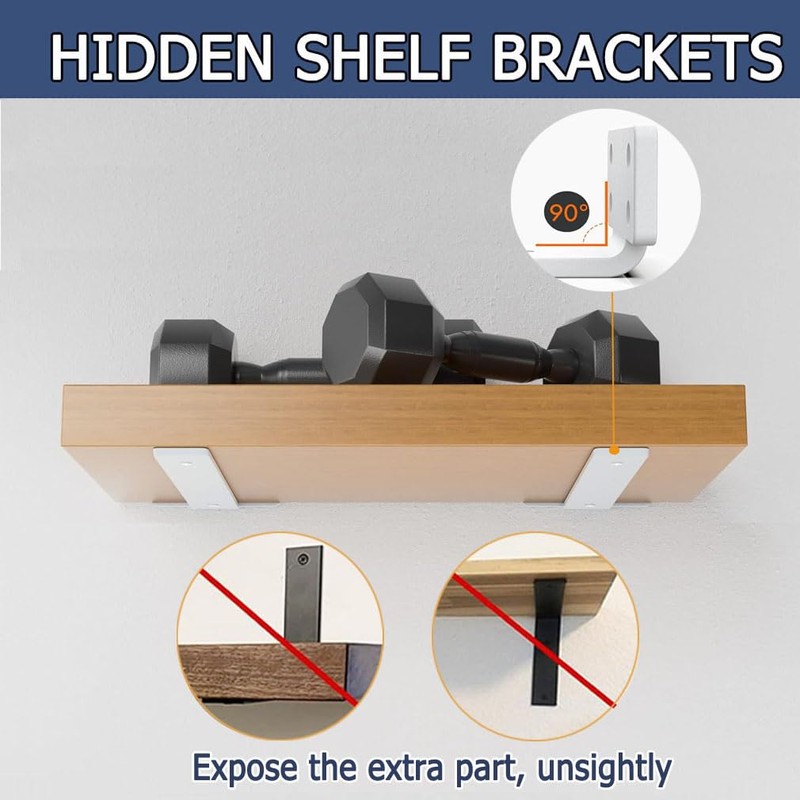 2 Pack Heavy Duty Shelf Brackets for Wall Mounting, with