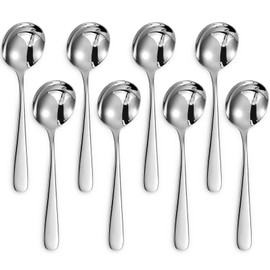 KEAWELL Premium 7" Louise Soup Spoons, 18/10 Stainless Steel, Dishwasher Safe (8)