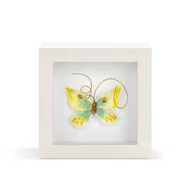 DEMDACO Wall or Tabletop Shadow Box, Everyday Home Décor, 4 Inch Wood and Glass, Endlessly Hopeful Butterfly