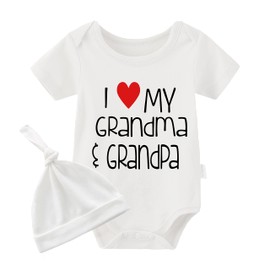 YSCULBUTOL Mameluco divertido para bebé con texto en inglés "I Love My Grandma and Grandpa", Azul Hayi Love Grandpa Grandma, 3-6 Meses
