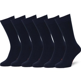 Easton Marlowe Men's Classic Cotton Solid Color Dress/Crew Socks - 6pk #3-2, Dark Navy, Solid, Flat Knit Size 6-9 US M Shoe