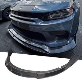 NEESPOC Front Bumper Lip Splitter Spoiler Fit for Dodge Charger SRT Hellcat Widebody 2020-2023 Accessories Air Chin Body Kit (Carbon Fiber Coated)