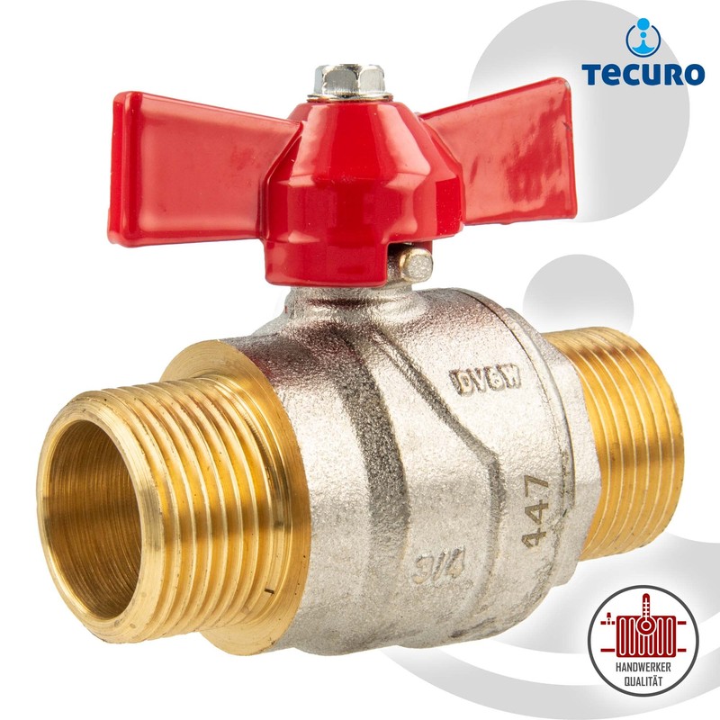 tecuro Ball Valve, Male Thread on Both Sides G 1/2