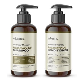 Aquableu Advanced Therapy Anti-Thinning Rosemary Oil Shampoo & Conditioner Set - Infused with 14 All-Natural Ingredients for Volume, Strength, Thickness, and Dullness Reduction (16oz)