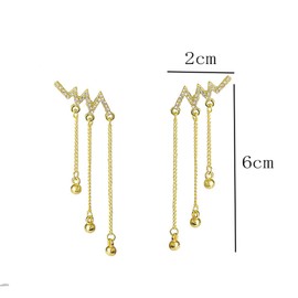 Lightning Bolt Earrings for Women Gold Rhinestone Tassel Drop Dangly Dainty Earrings Fashion Funky Prom Bridesmaid Pretty Dangling Girls Gift Jewelry (Lightning)