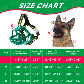 OKKIC Dog Muzzle, Basket Muzzle for Small Medium Large Dogs, Anti-Biting and Chewing, Lightweight & Sturdy Cage Design, Allows Panting & Drinking, Ideal for Grooming & Training(Green Size S)