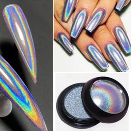 Holographic Mirror Nail Powders Chrome Gold Effect Pure Metallic Dust Sequins UV Gel Nail Chrome Pigment for Nails Art Decoration