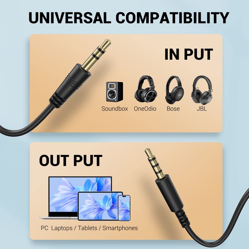 OneOdio Aux Cable 3.5mm for Pro10, Pro 30, Pro 50