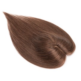 S-noilite Real Human Hair Toppers, 100% Remy Human Hair Toppers for Women,Hair Toppers for Women No Bangs,3.1″*3.4″Silk Base 150% Density 9" Natural Chestnut Brown