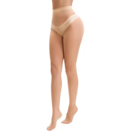 ciksob Womens Sheer Tights, 40D Mid Waist Control Top Pantyhose with Run Resistant Nylon Tights- Stockings for Women with Reinforced Toes (Nude S)