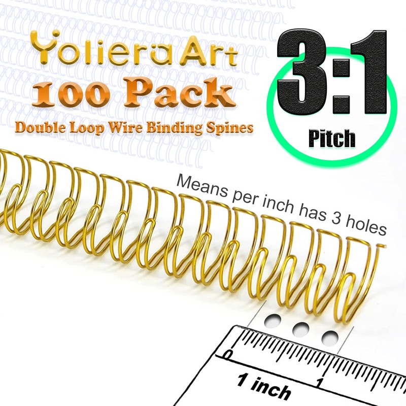 3:1 Pitch Double Loop Binding Wires, YolieraArt 100 Pack Spiral