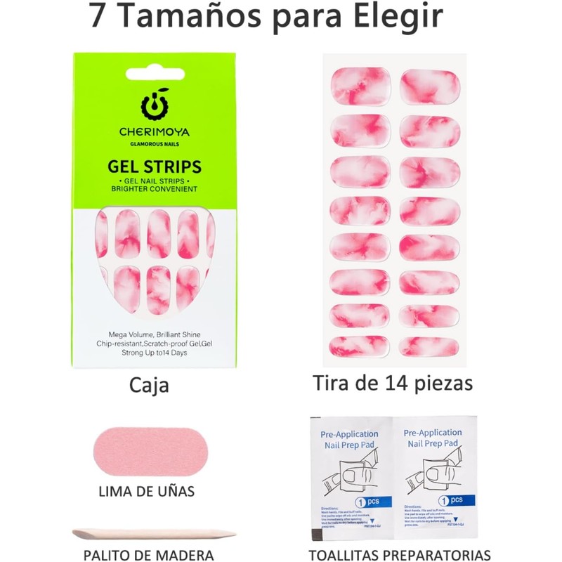 Cherimoya 14Pzs Tiras de Uñas de UV gel Semicuradas LED