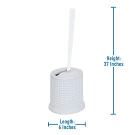 Bath Bliss Self Closing Lid Toilet Brush with Rim Scrubber | Dimensions: 5. 9" x 5. 3" x 15. 4" | Self Closing | 360 Degree Bristle | Bathroom Cleaning | Separate Rim Scrubber | White