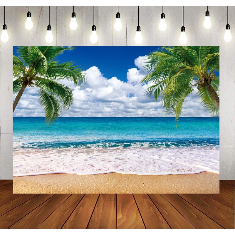LYCGS 7X5ft Summer Backdrop Tropical Beach Background Blue Sea Backdrop
