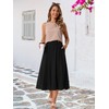 Seta T Women's Casual Skirt Elastic Waist A Line Midi