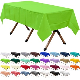 dinexlence 2 Pack Lime Green Premium Plastic Tablecloth Rectangle 54 x 108 Inches Reusable Apple Fruit Green Decorative Table Cover for Dining, Wedding, Party, Indoor and Outdoor use