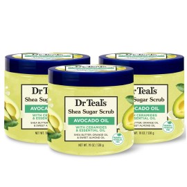 Dr Teal's Shea Sugar Body Scrub Pack Of 3 Avocado Oil 19 Oz Exfoliating Moist...