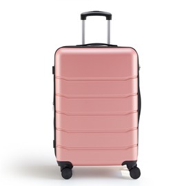 InfiniPower 24 Inch Expandable Hardside Carry-On Luggage, Hard Shell Lightweight Rolling Suitcase with Double Spinner Wheels & TSA Lock, Pink