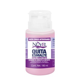 Nuvel Quita Esmalte Extra Humectante, Ideal para Uñas Frágiles, Con Envase Tipo Bomba Anti-Derrames, 180 ml