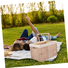 BESPORTBLE Small Baskets Collapsible Storage Bin for Household Folding Picnic Basket Handle Organize Your Life