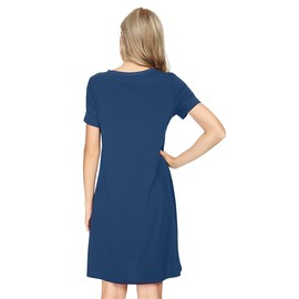 WiWi Soft Bamboo Nightgowns for Women Sleep Shirts Lightweight Short Sleeve Lounge Dress Plus Size Sleepwear S-4X, Dark Blue, XX-Large
