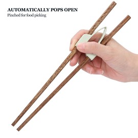 Chopsticks Aid for Adults, Chopsticks Against Slip Risk for Beginners Chopsticks Trainer Helper Reusable Wooden Chopsticks for Elderly People with Training Holder