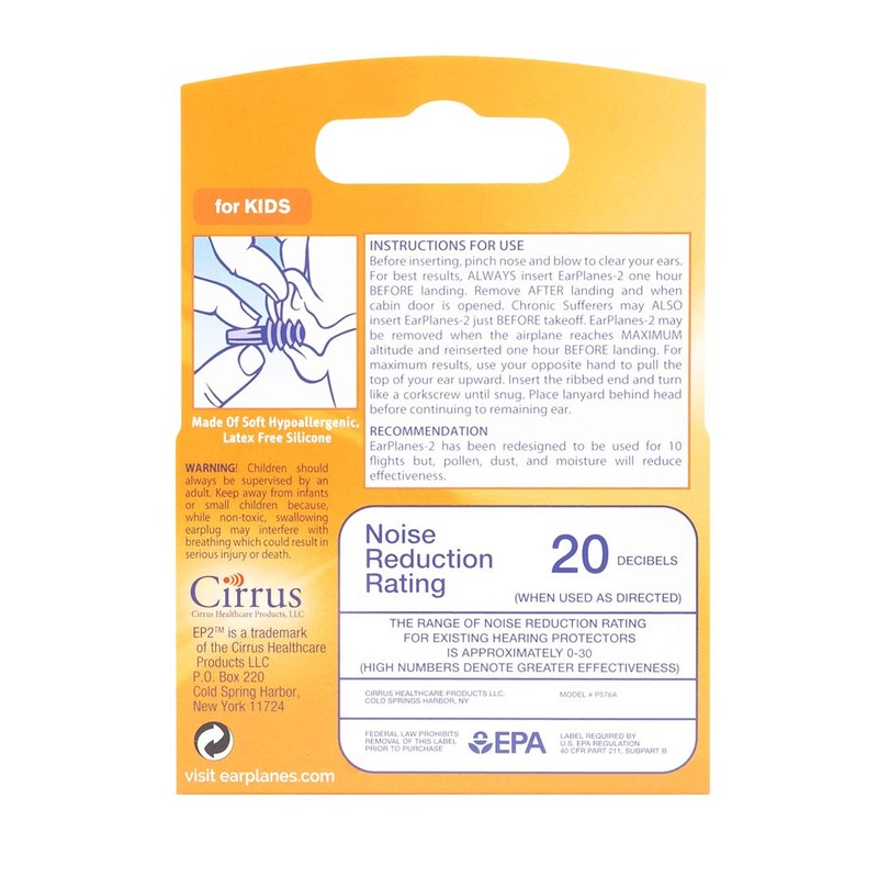 eP2 for Kids by Cirrus Healthcare 1 EarPlanes Reusable Pair