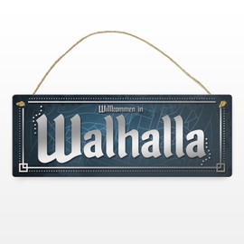 Viking Nordic Style Metal Sign with Saying Welcome to Valhalla