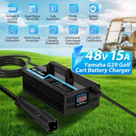 KAISAL 15 Amp 48 Volt Golf Cart Battery Charger for Yamaha G29 Drive & Drive 2 Golf Carts, 48V Charger for Yamaha with Trickle Charge, 5-7 Hours Full Charge, 16FT Cord for Lead Acid Battery