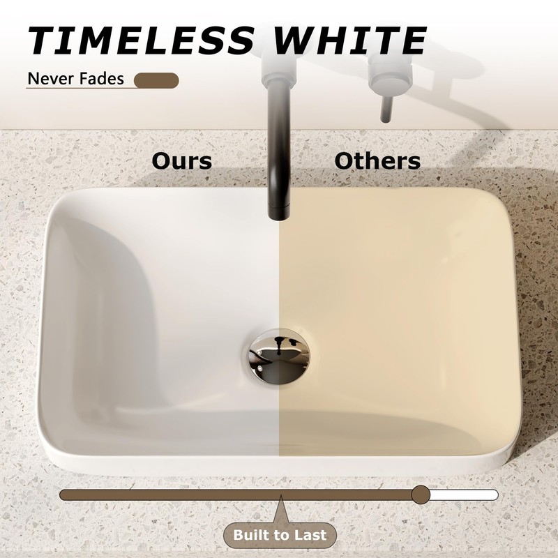 DeerValley Bathroom Vessel Sink, 19.29'' x 11.81'' x 4.72'' Semi