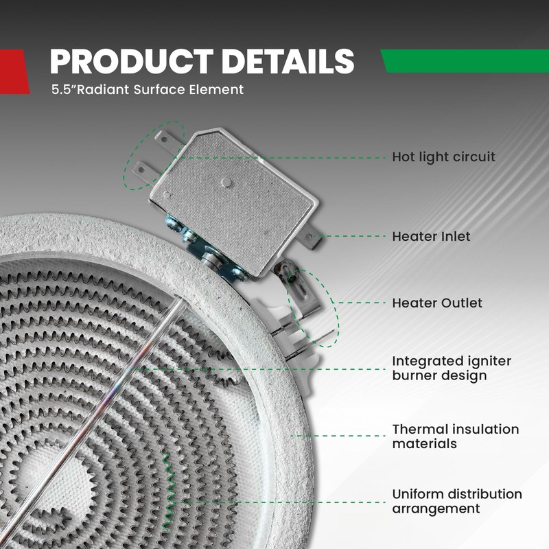 WB30T10145 5.5in Range Radiant Element Compatible with GE Hotpoint Whirlpool