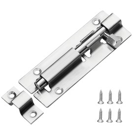 JelKen Door Lock Bolts 4"(100mm), 304 Stainless Steel Door Latch Slide Bolts Lock with Screws for Bathroom Bedroom Shed Garden Toilet, 4 Inch