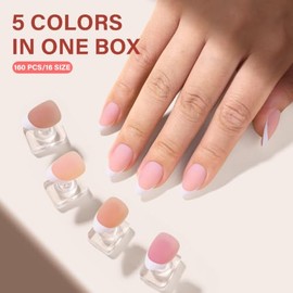 AILLSA Uñas postizas con punta francesa, 5 colores para extensiones de uñas DIY y decoración de uñas.