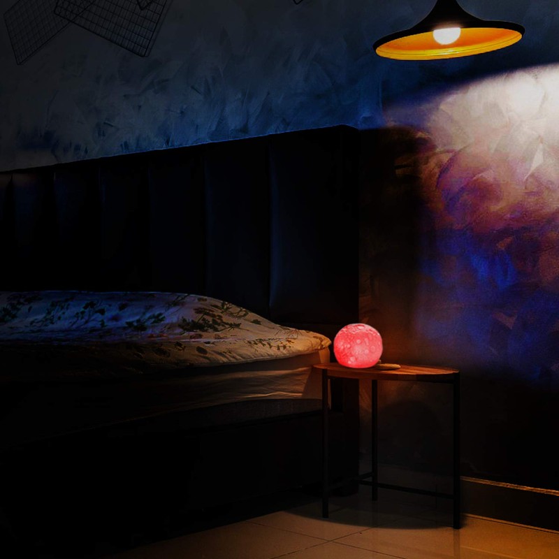 com-four® 2 x LED Moon 3D Bedside Lamp in Moon