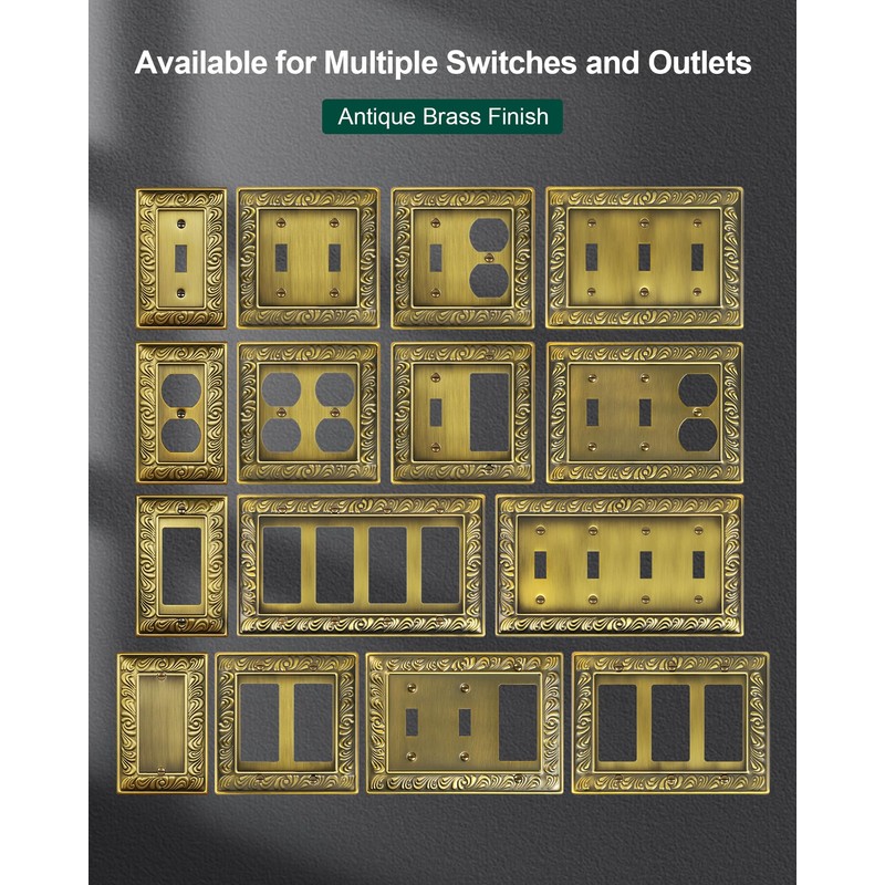 TREEWELL 4-Pack Single Toggle Light Switch Cover Plate, Paisley Pattern
