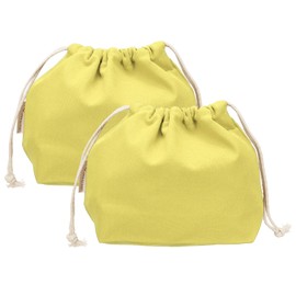 sourcing map 2 Pcs Drawstring Makeup Bag, 7.3" Canvas Cosmetic Bag Women's Make Up Bags Toiletry Organizer Pouch for Travel Toiletries Accessories, Yellow
