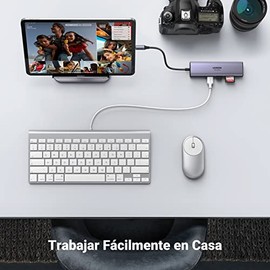 UGREEN Hub USB C, 7 en 1 Adaptador Tipo C a HDMI 4K 60Hz, Gigabit Ethernet                                                                            