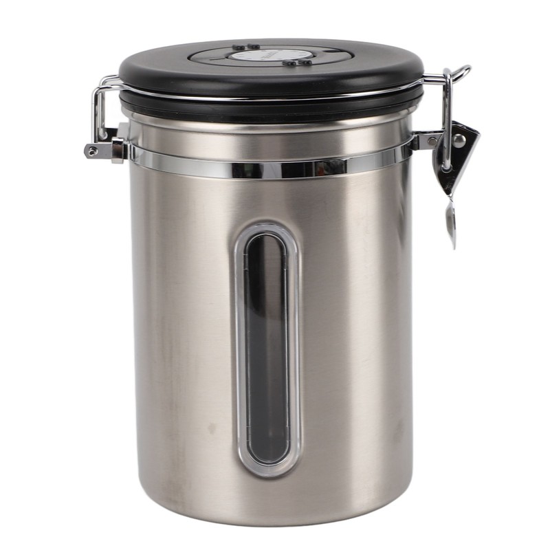 Coffee Canister 1800ml 304 Stainless Steel Window Design One Way