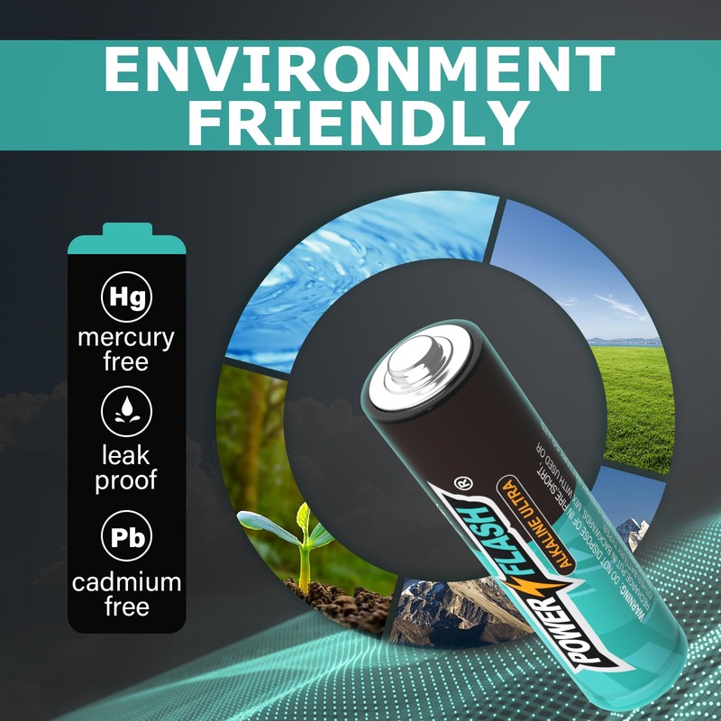 POWER FLASH AA Batteries with Fresh Date - 16 Count