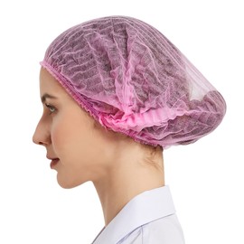 ProtectX 500-Pack Pink Disposable Hair Nets, Elastic Head Cover, Bouffant Caps, Sanitation Head Cover for Food Service, Spa Men & Women - 21 inch