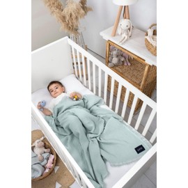 Muslin Swaddle Blankets, 4 Layer Baby Blue Swaddle Blanket - 100% Organic Turkish Cotton Baby Blanket, Swaddles for Newborns, Baby Wrap for Boys - Girls - Perfect