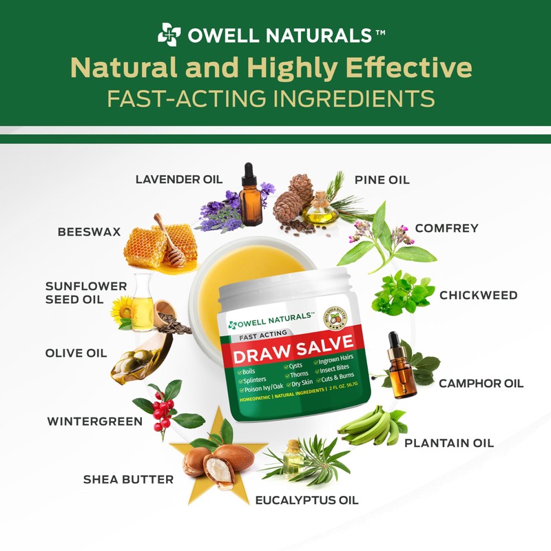 Owell Naturals Drawing Salve Ointment with Pure Shea Butter, for