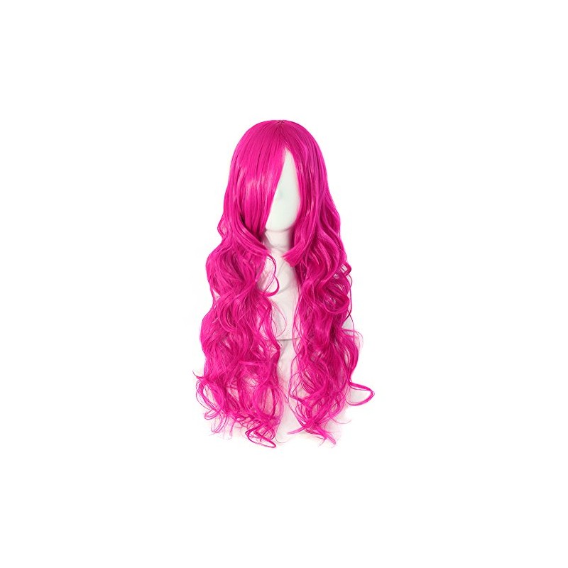 MapofBeauty 70cm Long Pink Wavy Cosplay Party Wig (Pink)