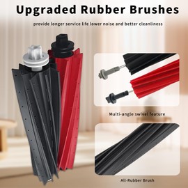 Dual Main Brushes Replacement for Roborock S8 MaxV Ultra, S8 Max Ultra, Qrevo Master, Qrevo Slim Robot Vacuum Cleaner, 2Pack Rubber Roller Brushes Accessories Kit Dual Rubber Brushes Replacement Part