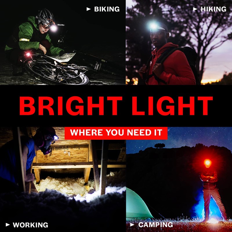 LED Headlamp Battery Powered 2-pack | Head Lamp Running Hunting