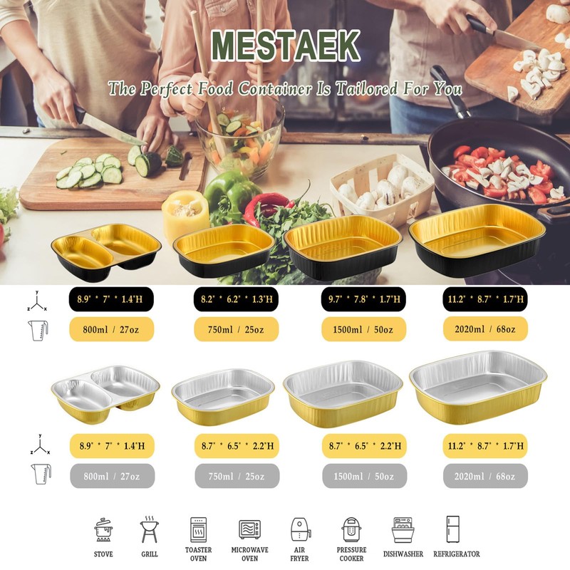 MESTAEK 20-Pack 25oz / 7" × 5" Oval Aluminum Foil