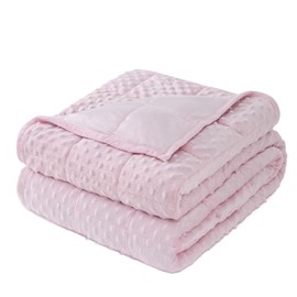 Wemore Minky Dot Weighted Blanket for Adults Queen Size 20 lbs, Soft Cozy Heavy Blanket for Stress Relief and Sleep Promotion, Breathable Blanket for All-Season with Glass Beads, Pink 60 x 80 inches